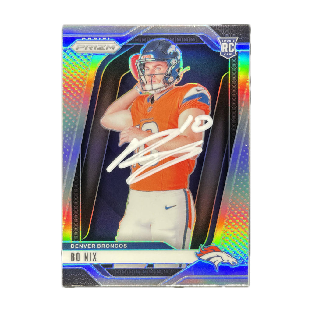 Bo Nix - 2024 Prizm Silver Variation On-Card Autograph - Beckett Authenticated Trading Card