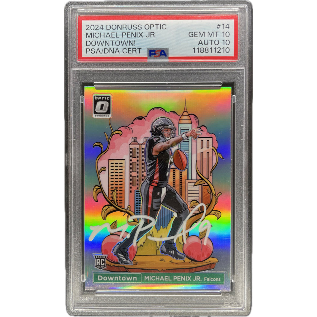 Michael Penix Jr - 2024 Donruss Optic Downtown! On-Card Autograph - Beckett Authenticated Trading Card