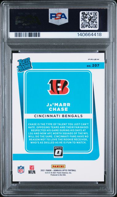 2021 Panini Donruss Optic Ja'Marr Chase Holo #207 PSA AUTH Auto 9