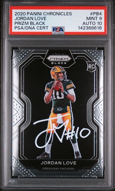 2020 Panini Chronicles Prizm Black Jordan Love #PB4 PSA 9 Auto 10