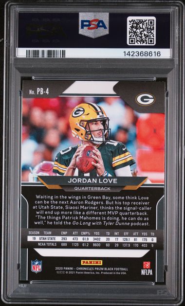 2020 Panini Chronicles Prizm Black Jordan Love #PB4 PSA 9 Auto 10