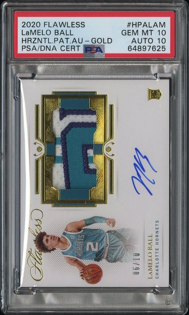 2020 Flawless Lamelo Ball HRZNTL.PAT.AU-Gold #HPALAM PSA GM-MT 10 Auto 10