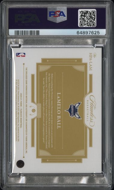 2020 Flawless Lamelo Ball HRZNTL.PAT.AU-Gold #HPALAM PSA GM-MT 10 Auto 10