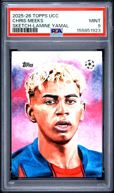2025-26 Topps UCC Chris Meeks Sketch-Lamine Yamal PSA Mint 9
