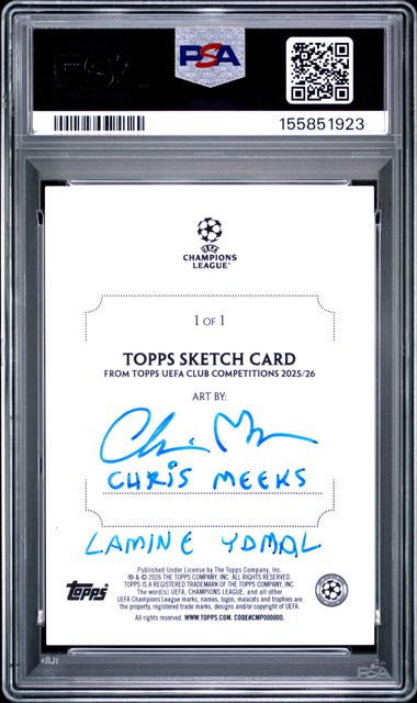 2025-26 Topps UCC Chris Meeks Sketch-Lamine Yamal PSA Mint 9