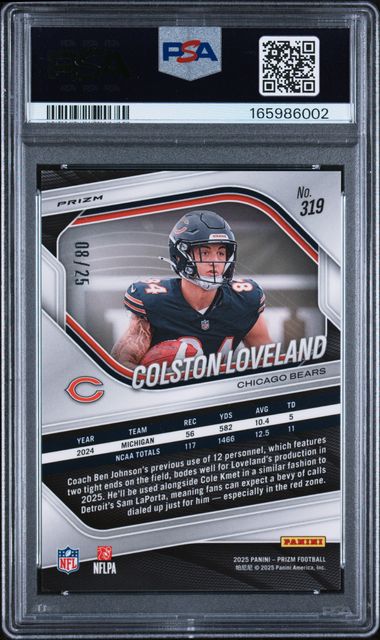 2025 Panini Prizm Colston Loveland Navy Camo #319 PSA GM-MT 10 Auto 10