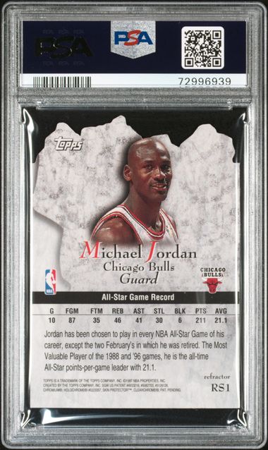 1997 Topps Rock Stars Michael Jordan Refractor #RS1 PSA Mint 9