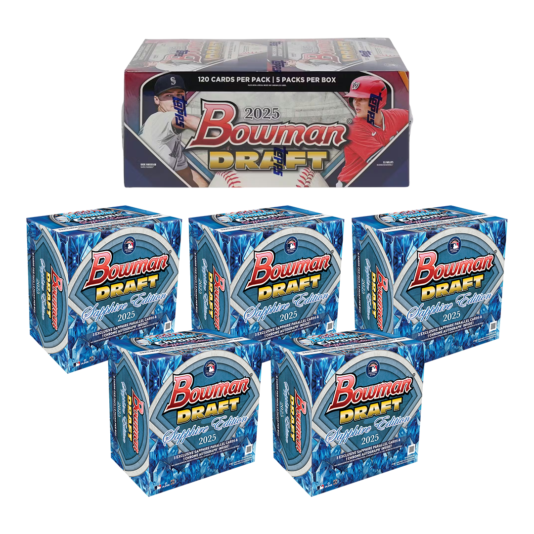 #MLB220 | PYT | 2025 BOWMAN DRAFT SAPPHIRE HALF CASE (5 Boxes) + BOWMAN DRAFT SUPER JUMBO