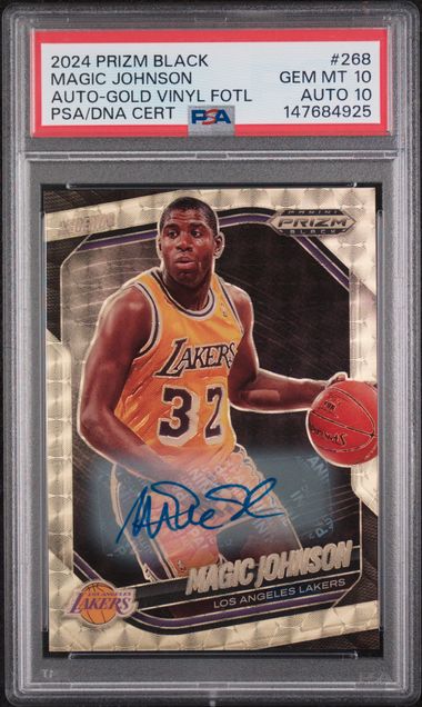 2024 Prizm Black Magic Johnson Auto-Gold Vinyl FOTL #268 PSA GM-MT 10 Auto 10