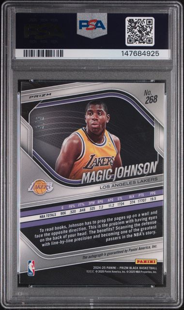 2024 Prizm Black Magic Johnson Auto-Gold Vinyl FOTL #268 PSA GM-MT 10 Auto 10
