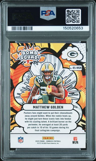 2025 Panini Donruss Bomb Squad Matthew Golden #BS-MGN PSA AUTH Auto AUTH