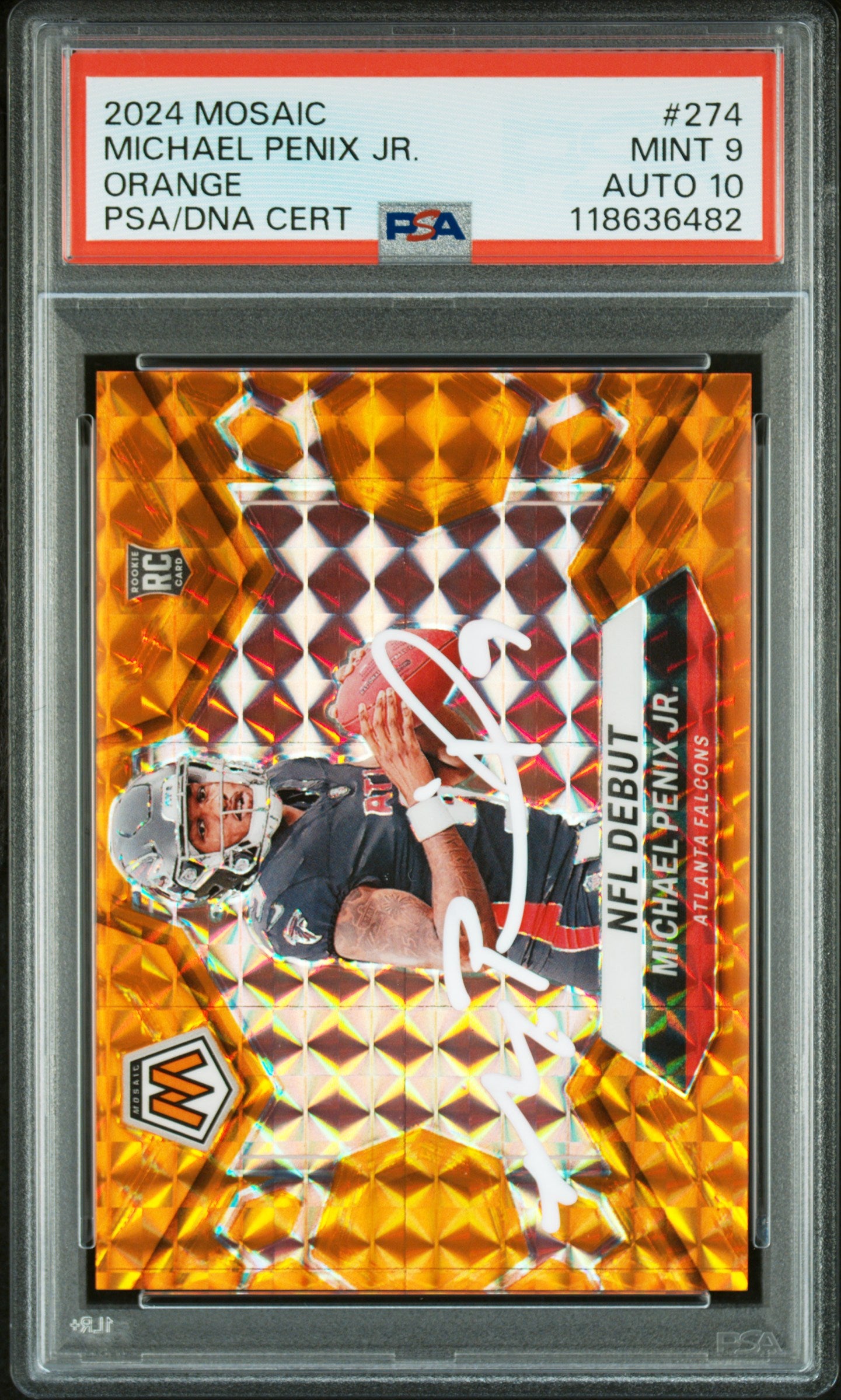 2024 Panini Mosaic Michael Penix Jr. Orange #274 PSA 9 Auto 10