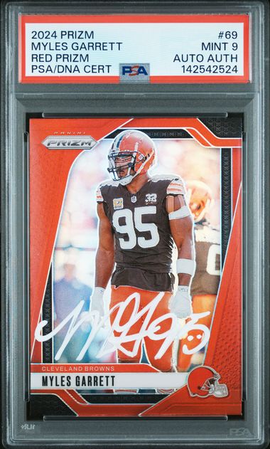 2024 Panini Prizm Myles Garrett Red Prizm #69 PSA 9 Auto AUTH