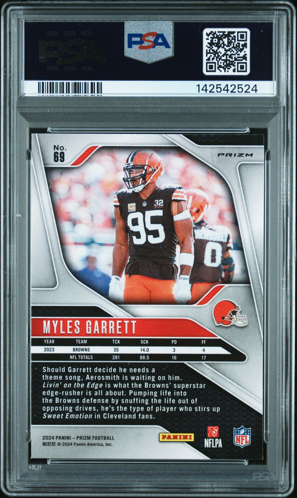 2024 Panini Prizm Myles Garrett Red Prizm #69 PSA 9 Auto AUTH