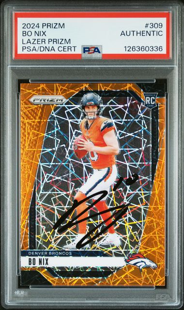 2024 Panini Prizm Bo Nix Lazer Prizm #309 PSA AUTH Auto AUTH