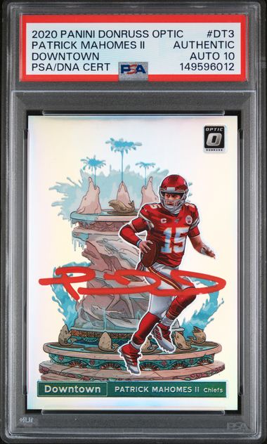 2020 Panini Donruss Optic Patrick Mahomes II Downtown #DT3 PSA Auth Auto 10