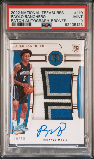2022 National Treasures Paolo Banchero Patch Autograph-Bronze #110 PSA Mint 9