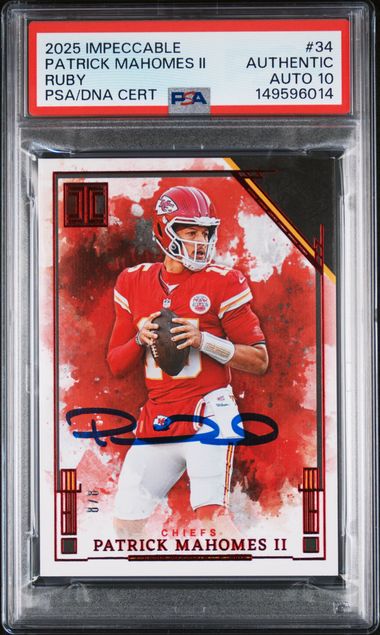 2025 Panini Impeccable Patrick Mahomes II Ruby #34 PSA AUTH Auto 10