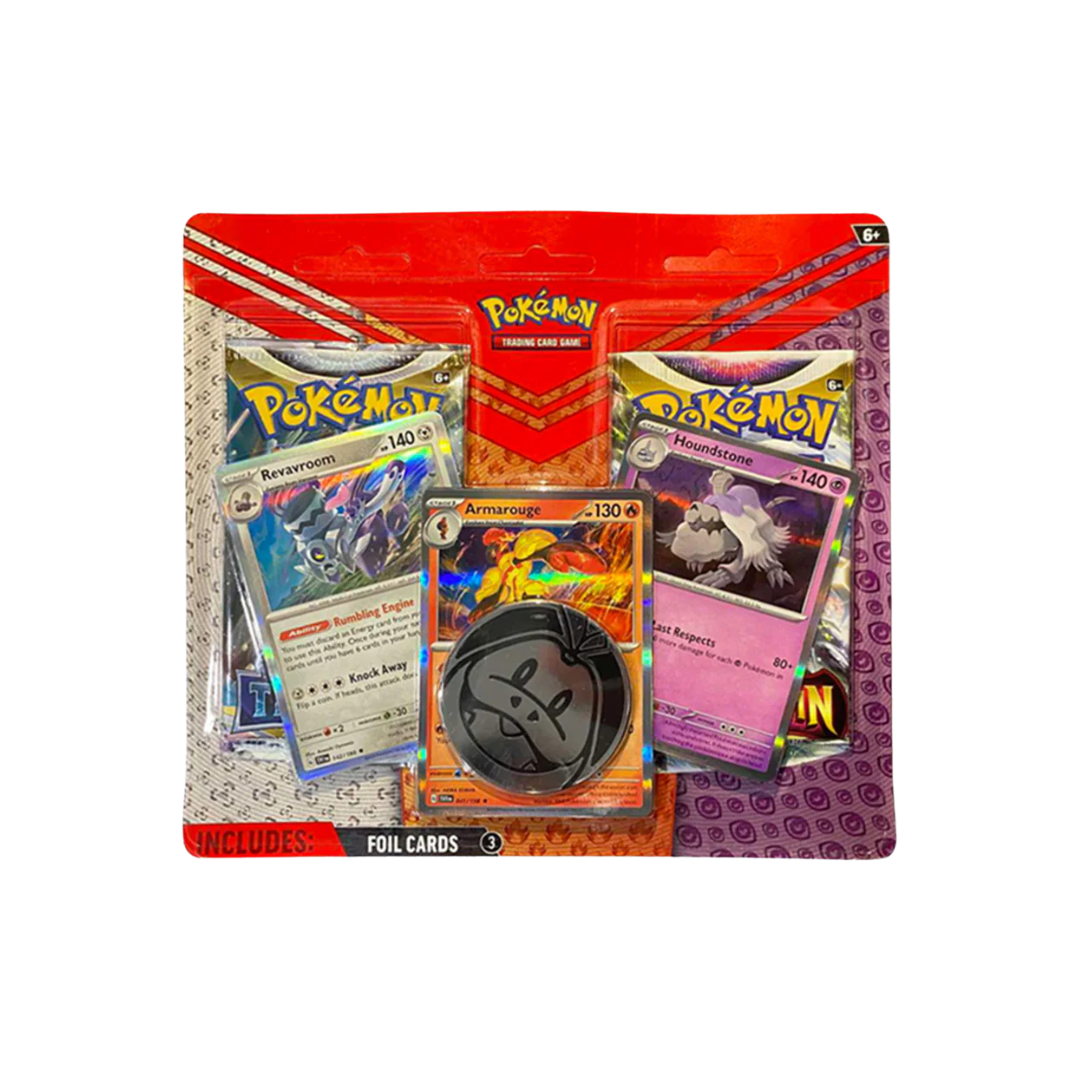 Pokémon Enhanced 2 Pack Blister Pack (Armarouge, Revavroom & Houndstone) Trading Card Game (TCG)