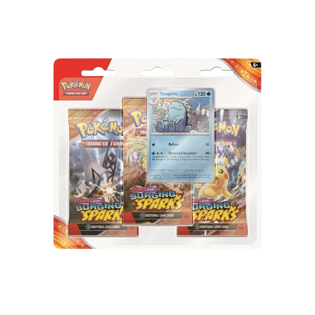 Pokémon Surging Sparks 3 Pack Blister (Quagsire) Trading Card Game (TCG)