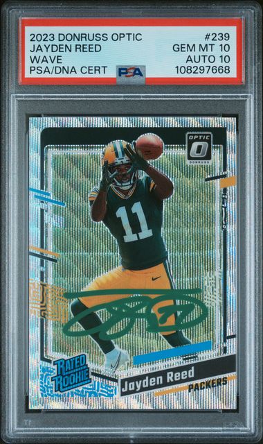 2023 Panini Donruss Optic Jayden Reed Wave #239 PSA 10 Auto 10