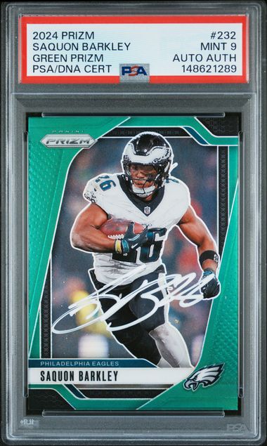 2024 Panini Prizm Saquon Barkley Green Prizm #232 PSA 9 Auto AUTH