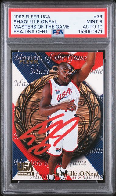 1996 Fleer USA Shaquille O'Neal Masters Of The Game #36 PSA GM-MT 10 Auto 10