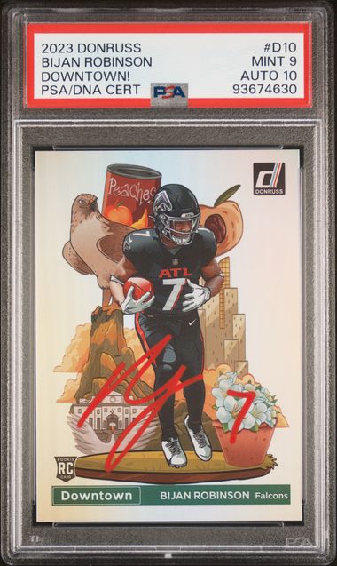 2023 Panini Donruss Bijan Robinson Downtown! #D10 PSA Mint 9 Auto 10